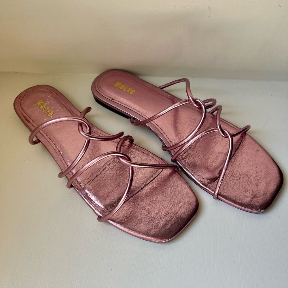 Anthropologie Maeve Strappy Sandal in Metallic Pink - Picture 3 of 8